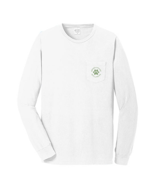 Long Sleeve Pocket Tee in White